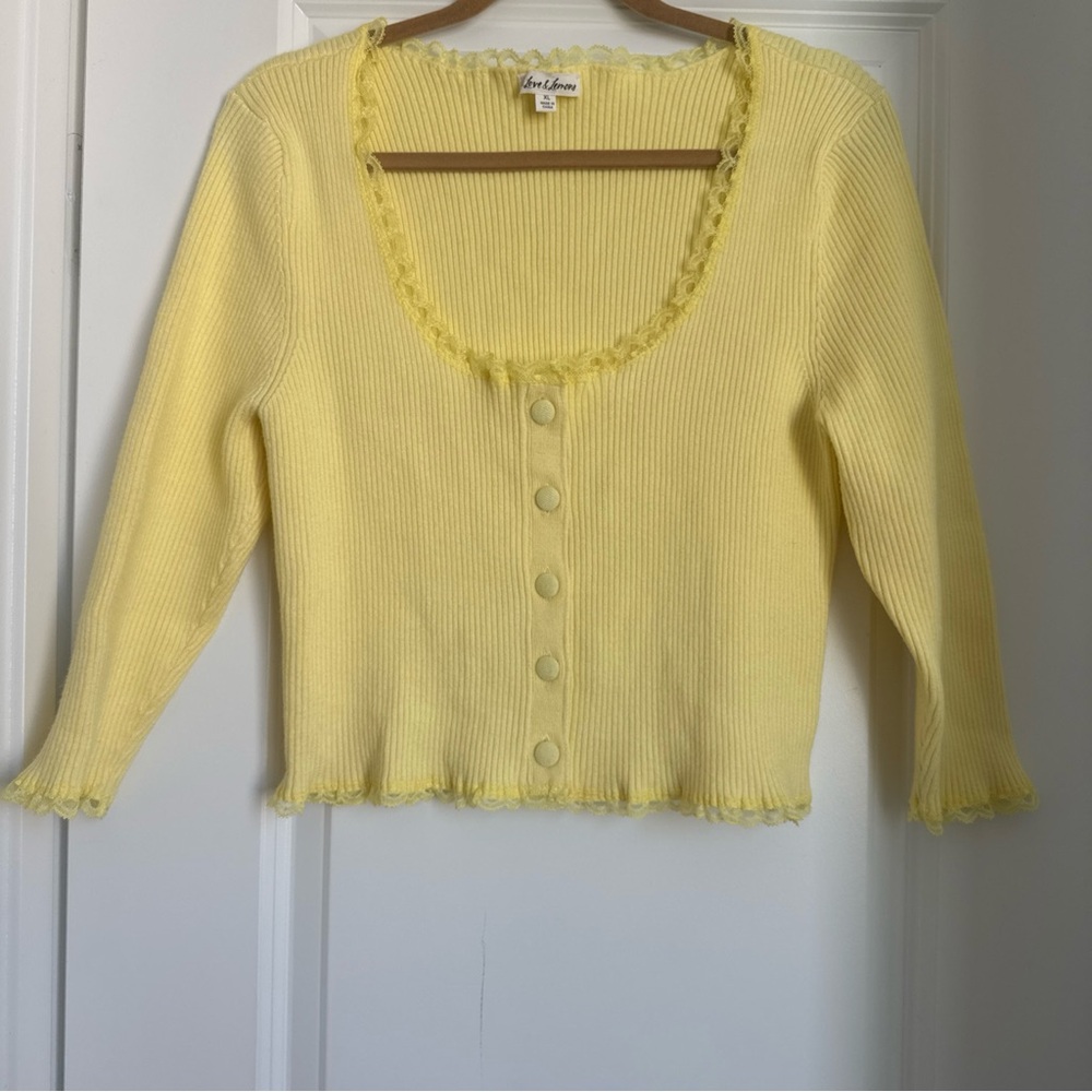 For Love And Lemons Jolie Cardigan Pale Yellow Size XL Excellent Condition - Picture 2 of 9